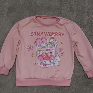 Cute Pink Kids Sweatshirt with Strawberry Design